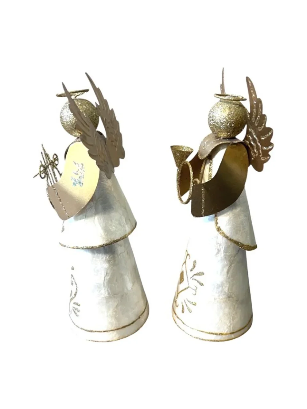 Pier 1 Angel Figurines Set of 2 Gold White Christmas Decor Philippines
